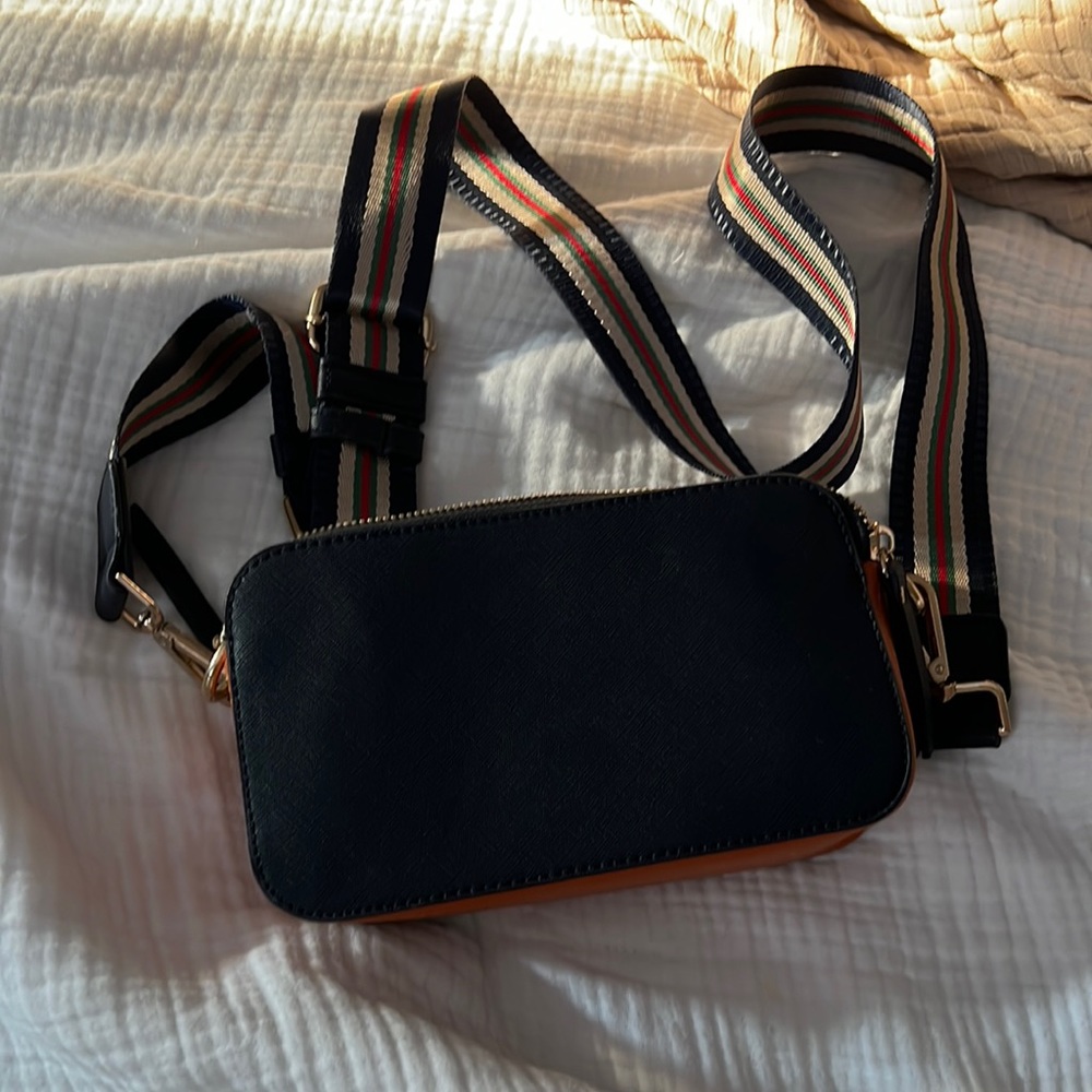 Double Zipper Blue and Orange Crossbody